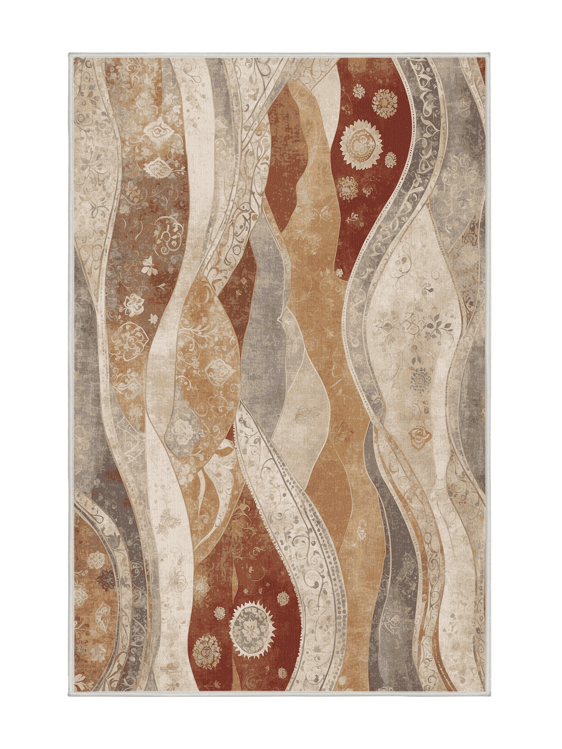 Dunes of Light Gentle Erosion - Premium Champagne Modern Area Rug | Plush & Washable Options | Rugolution Home Decor