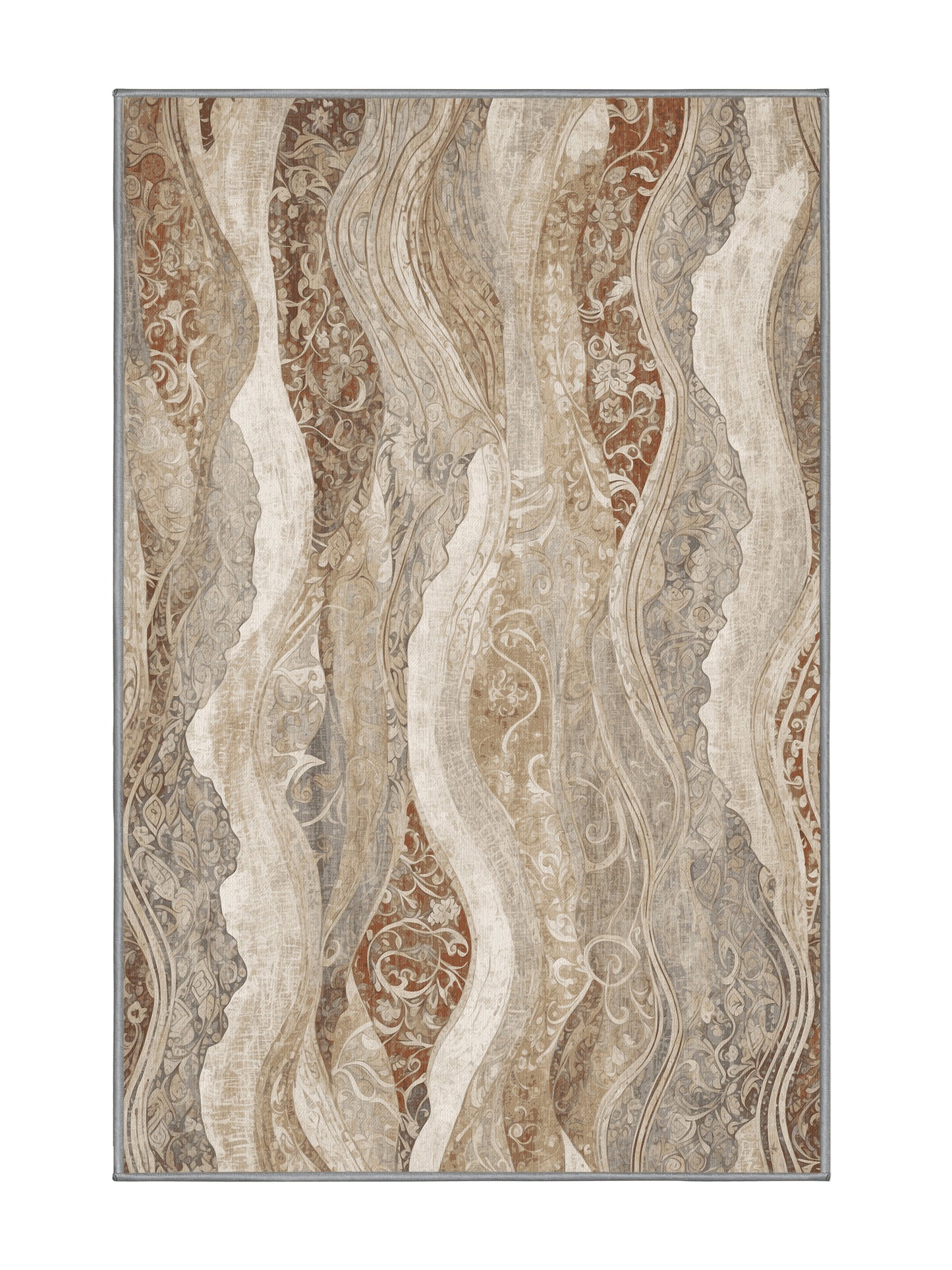 Dunes of Light Sienna Tides - Premium Sandstone Modern Area Rug | Plush & Washable Options | Rugolution Home Decor