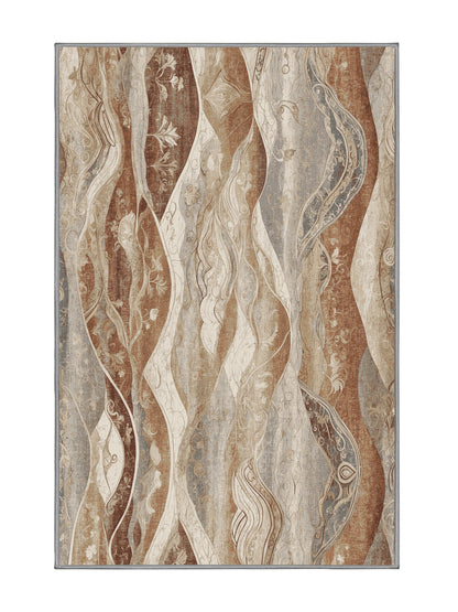 Dunes of Light Velvet Layers - Premium Sandstone Modern Area Rug | Plush & Washable Options | Rugolution Home Decor