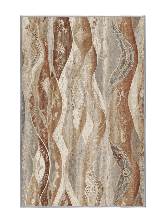 Dunes of Light Velvet Layers - Premium Sandstone Modern Area Rug | Plush & Washable Options | Rugolution Home Decor