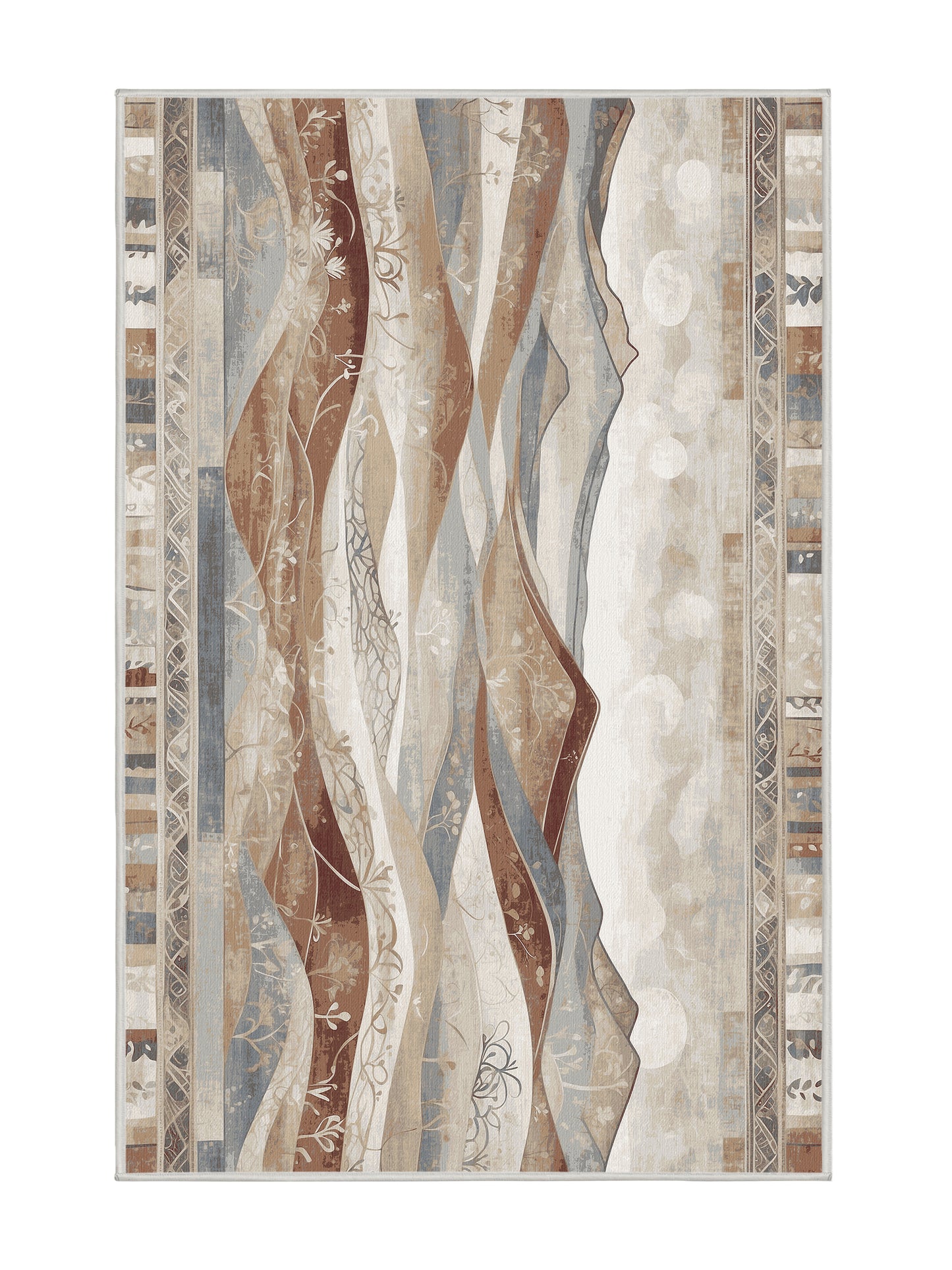 Dunes of Light Serene Pathway - Premium Ash White Modern Area Rug | Plush & Washable Options | Rugolution Home Decor