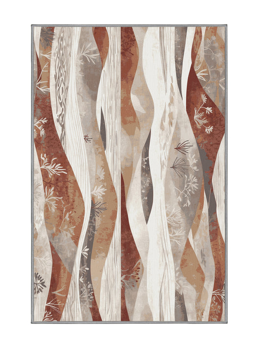 Dunes of Light Sunset Flow - Premium Platinum Modern Area Rug | Plush & Washable Options | Rugolution Home Decor