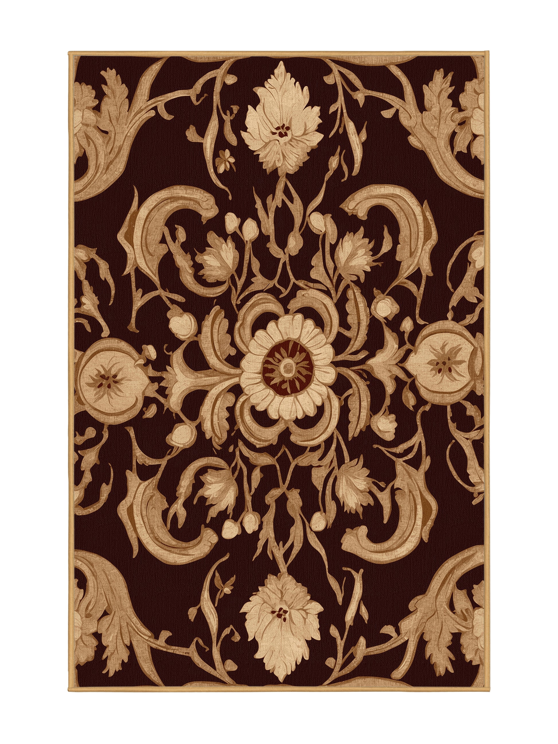 Glided Mythos Ornate Legacy - Premium Bakers Brown Modern Area Rug | Plush & Washable Options | Rugolution Home Decor