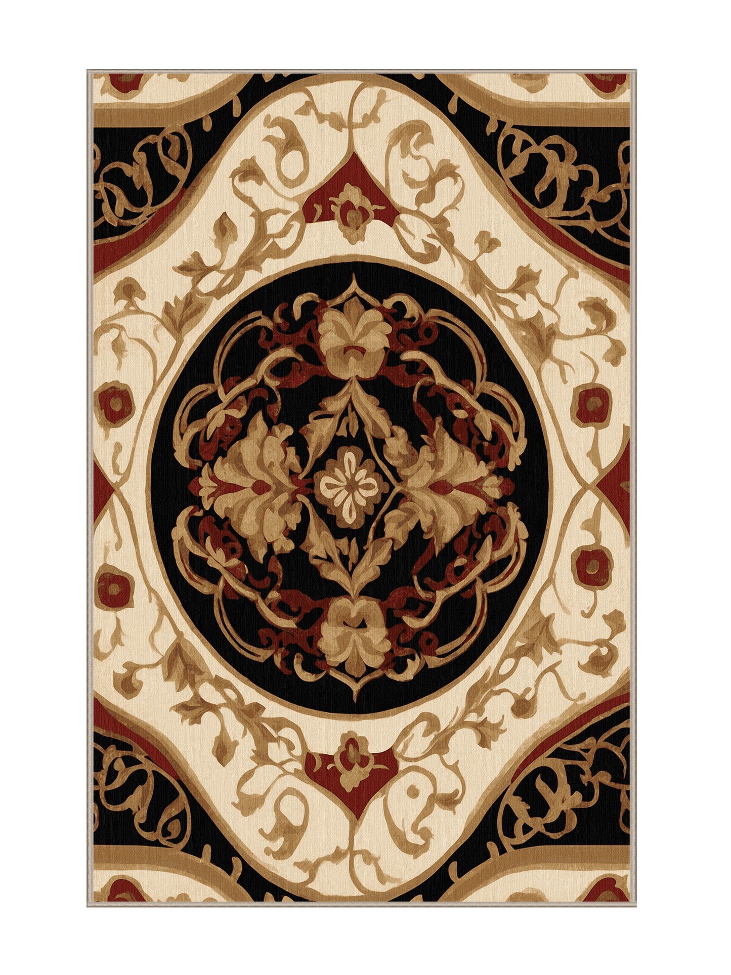 Glided Mythos Baroque Bloom - Premium Dark Almond Modern Area Rug | Plush & Washable Options | Rugolution Home Decor