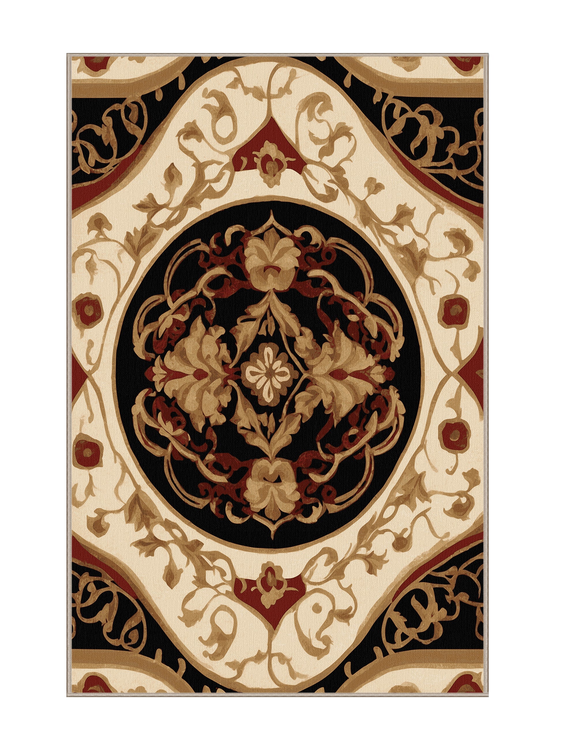 Glided Mythos Baroque Bloom - Premium Dark Almond Modern Area Rug | Plush & Washable Options | Rugolution Home Decor