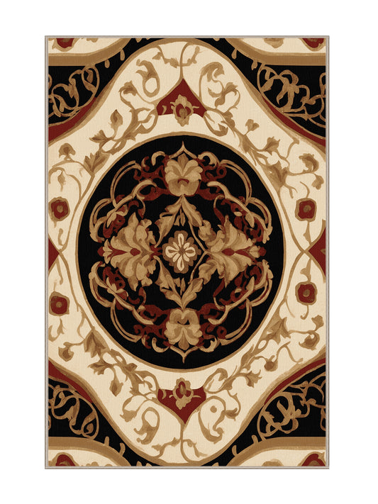 Glided Mythos Baroque Bloom - Premium Dark Almond Modern Area Rug | Plush & Washable Options | Rugolution Home Decor