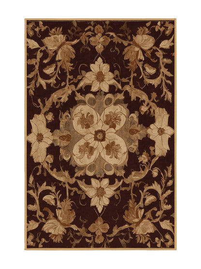 Glided Mythos Victorian Charm - Premium Sepia Modern Area Rug | Plush & Washable Options | Rugolution Home Decor