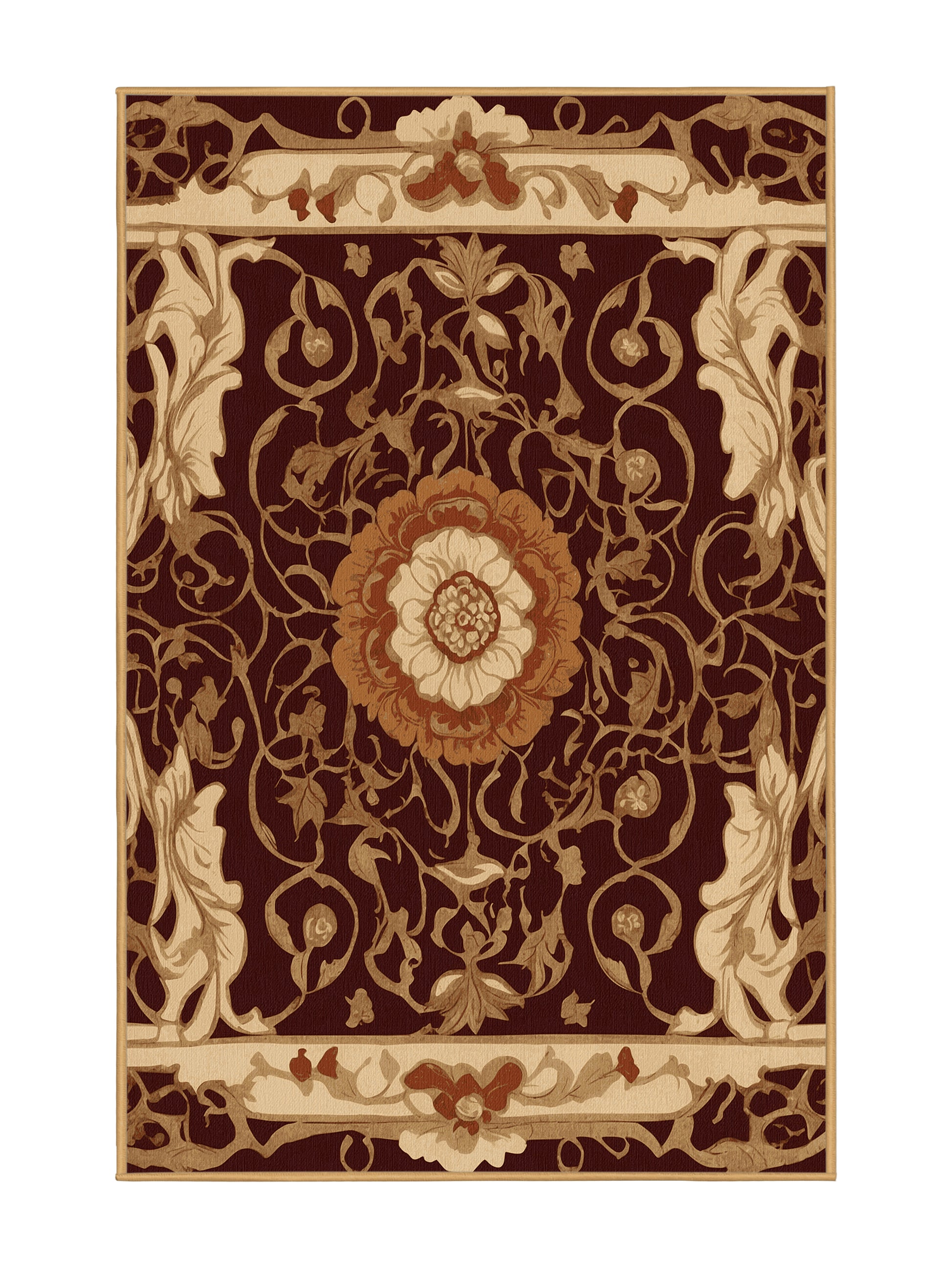 Glided Mythos Opulent Scroll - Premium Bakers Brown Modern Area Rug | Plush & Washable Options | Rugolution Home Decor