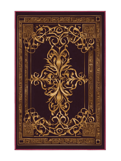 Glided Mythos Mystic Garland - Premium Velvet Maroon Modern Area Rug | Plush & Washable Options | Rugolution Home Decor