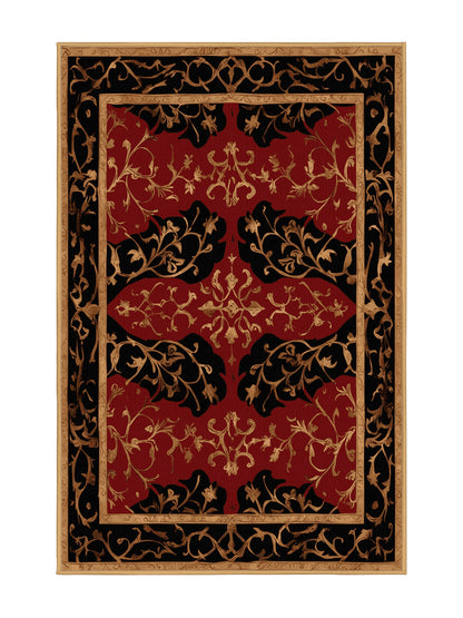 Glided Mythos Antiquity Bloom - Premium Blood Red Modern Area Rug | Plush & Washable Options | Rugolution Home Decor