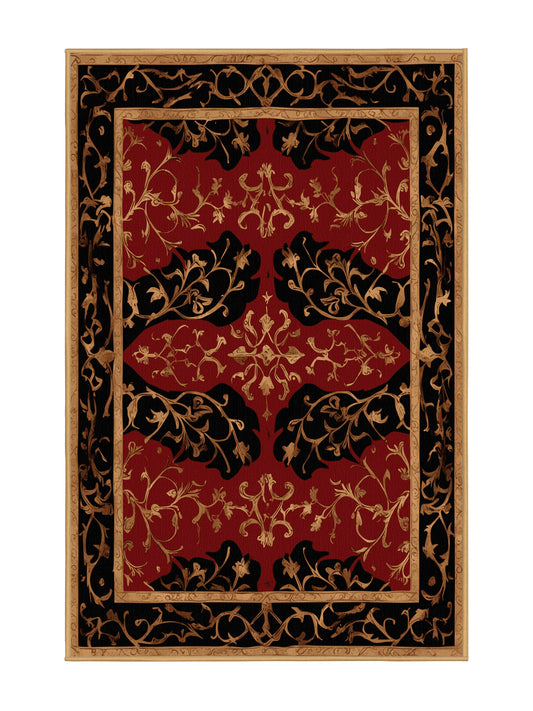 Glided Mythos Antiquity Bloom - Premium Blood Red Modern Area Rug | Plush & Washable Options | Rugolution Home Decor