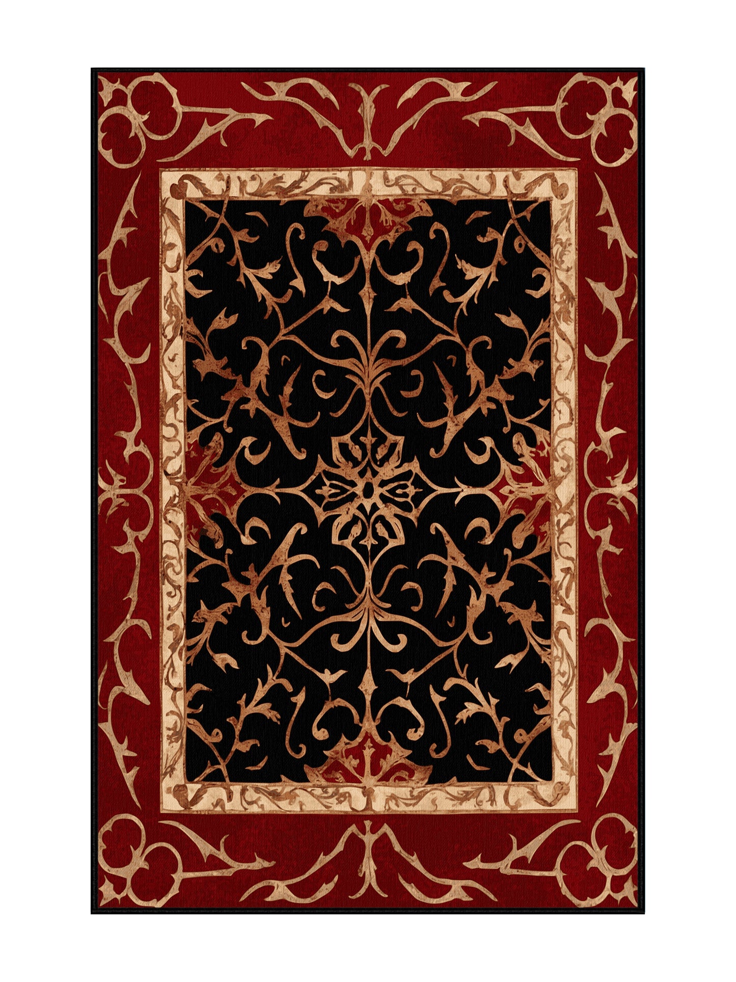 Glided Mythos Empire Scroll - Premium Blood Night Modern Area Rug | Plush & Washable Options | Rugolution Home Decor