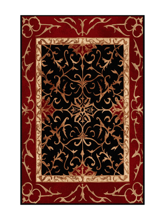 Glided Mythos Empire Scroll - Premium Blood Night Modern Area Rug | Plush & Washable Options | Rugolution Home Decor