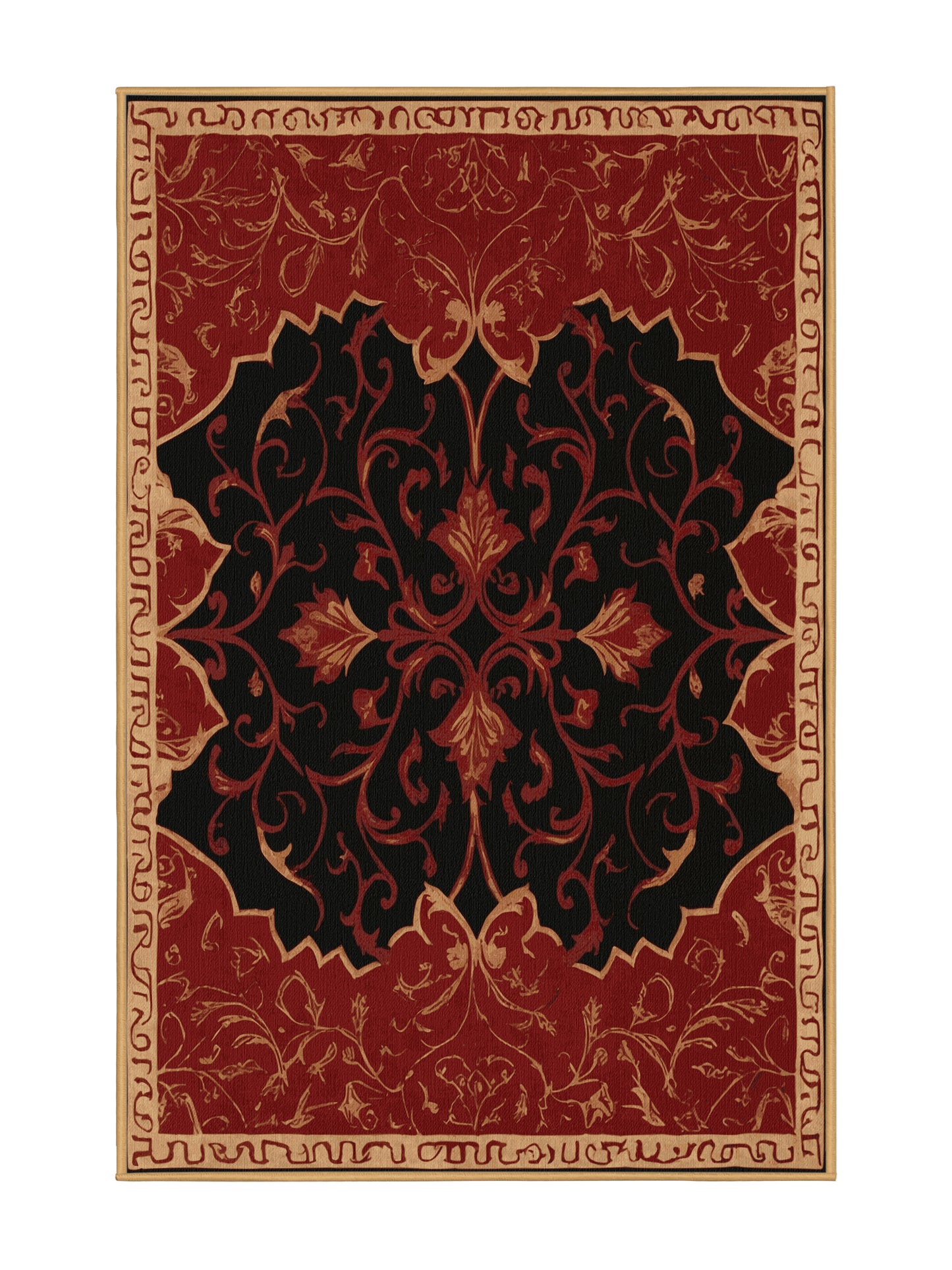 Glided Mythos Sacred Trellis - Premium Blood Red Modern Area Rug | Plush & Washable Options | Rugolution Home Decor