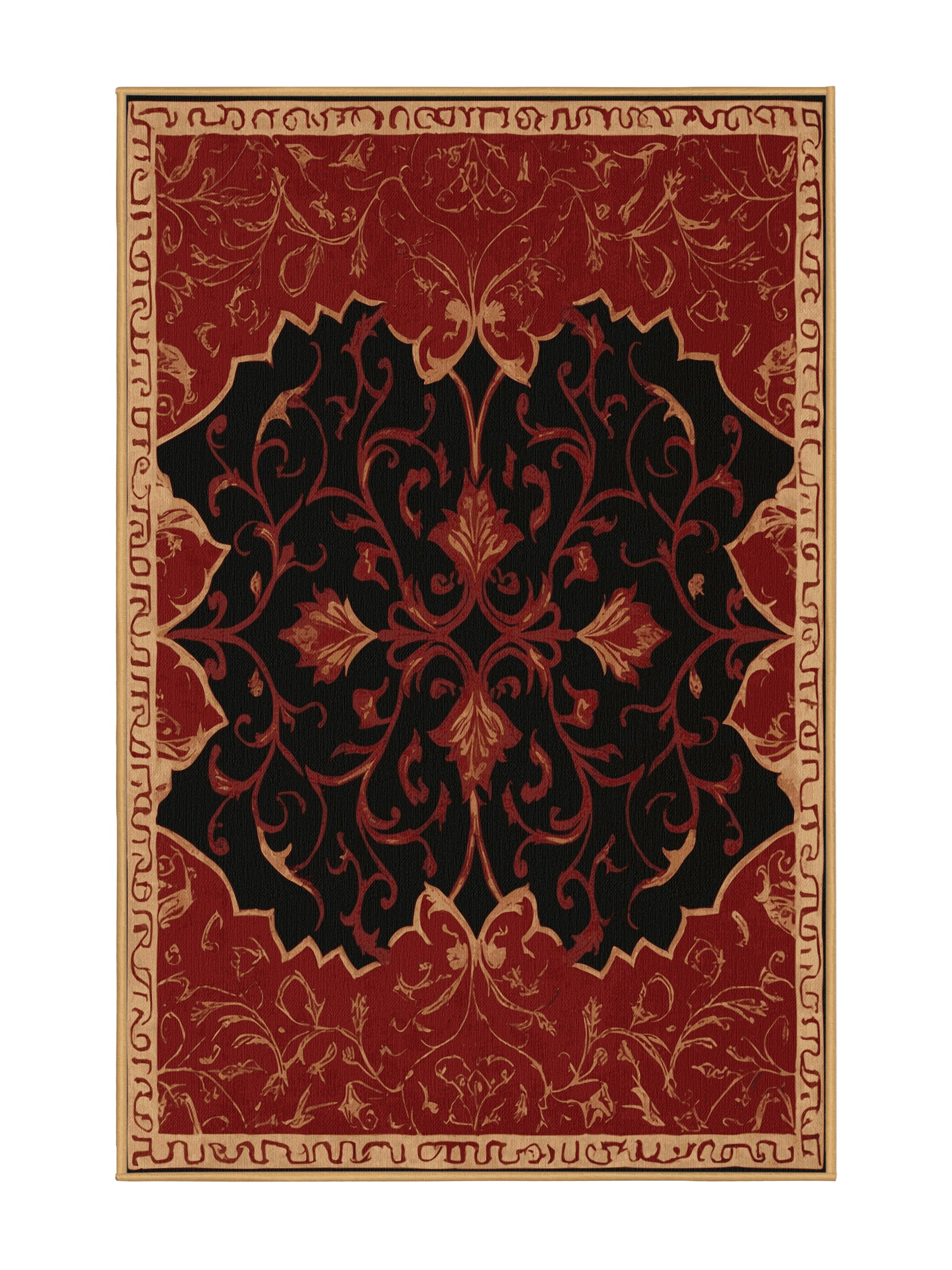 Glided Mythos Sacred Trellis - Premium Blood Red Modern Area Rug | Plush & Washable Options | Rugolution Home Decor