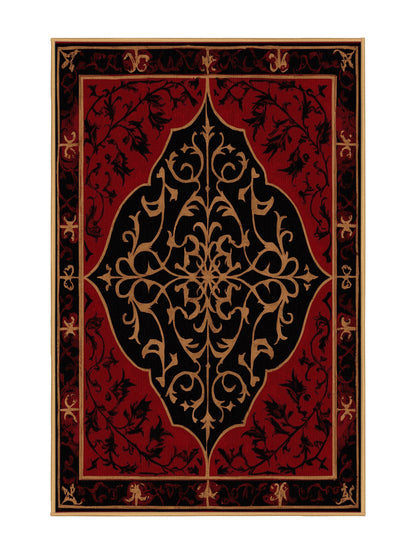 Glided Mythos Heraldic Ornament - Premium Chocolate Brown Modern Area Rug | Plush & Washable Options | Rugolution Home Decor