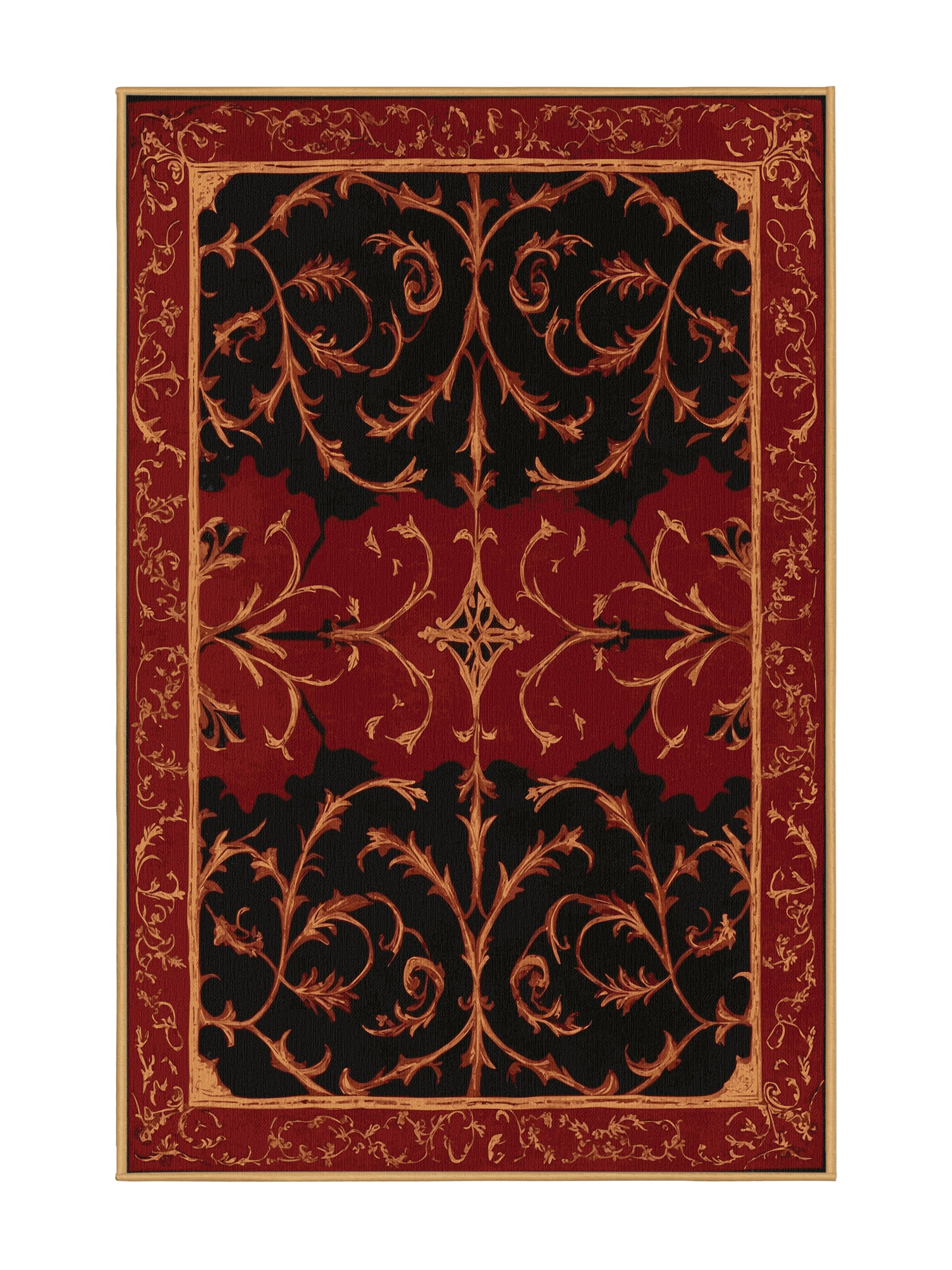 Glided Mythos Aristocrat's Wreath - Premium Blood Red Modern Area Rug | Plush & Washable Options | Rugolution Home Decor