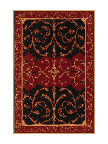 Glided Mythos Aristocrat's Wreath - Premium Blood Red Modern Area Rug | Plush & Washable Options | Rugolution Home Decor