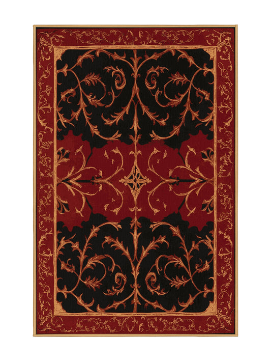 Glided Mythos Aristocrat's Wreath - Premium Blood Red Modern Area Rug | Plush & Washable Options | Rugolution Home Decor