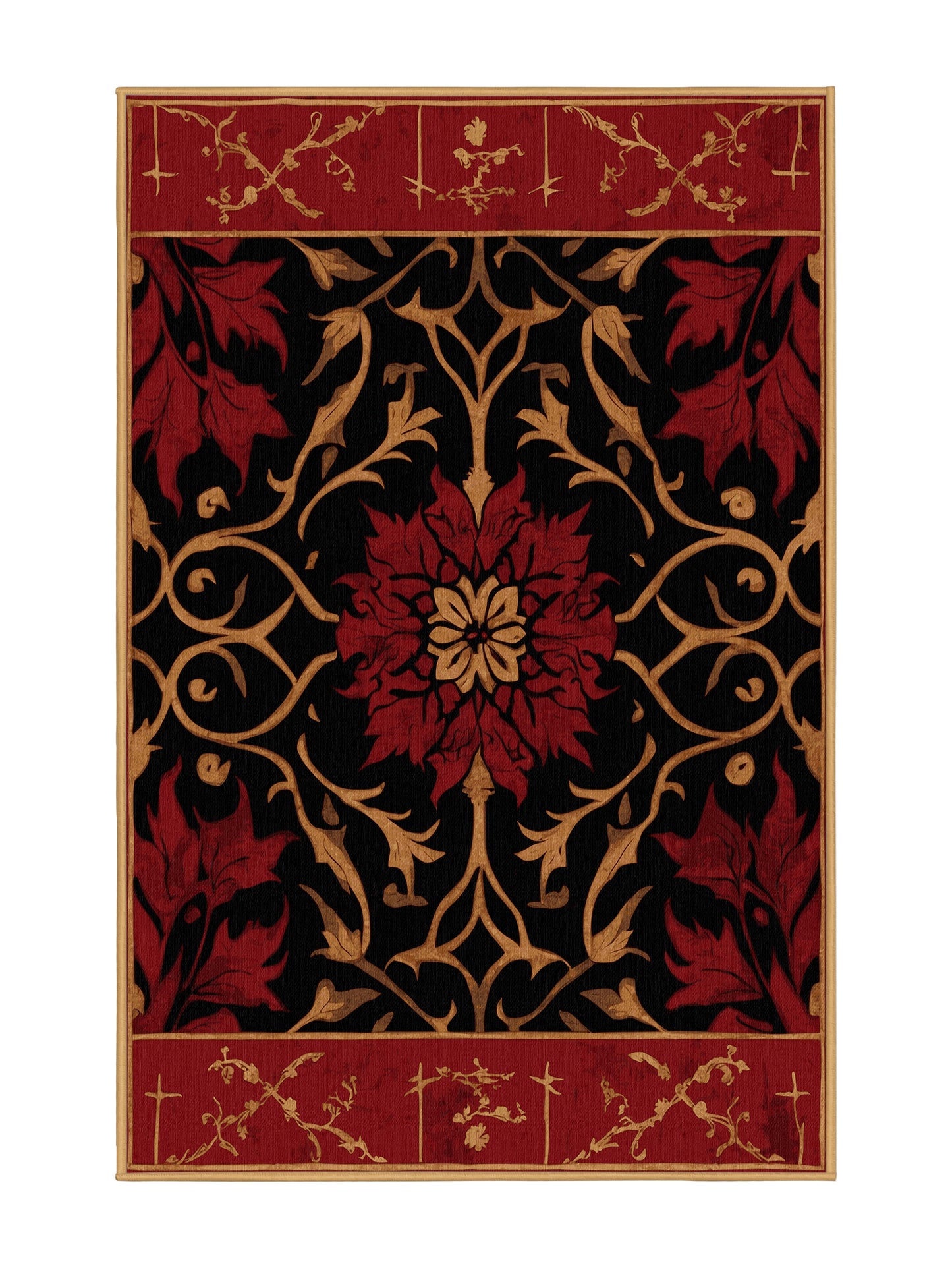 Glided Mythos Aurora Motif - Premium Blood Red Modern Area Rug | Plush & Washable Options | Rugolution Home Decor