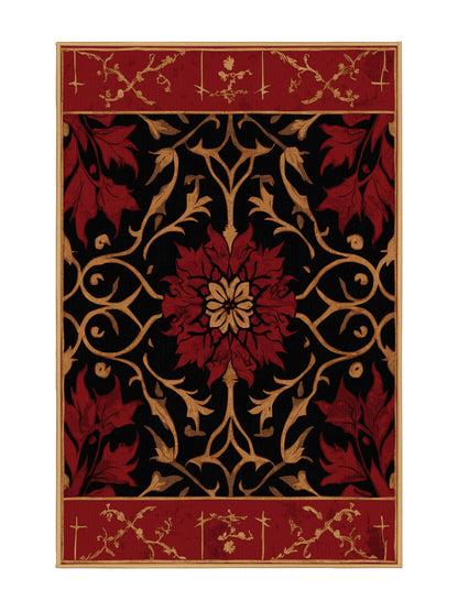 Glided Mythos Aurora Motif - Premium Blood Red Modern Area Rug | Plush & Washable Options | Rugolution Home Decor