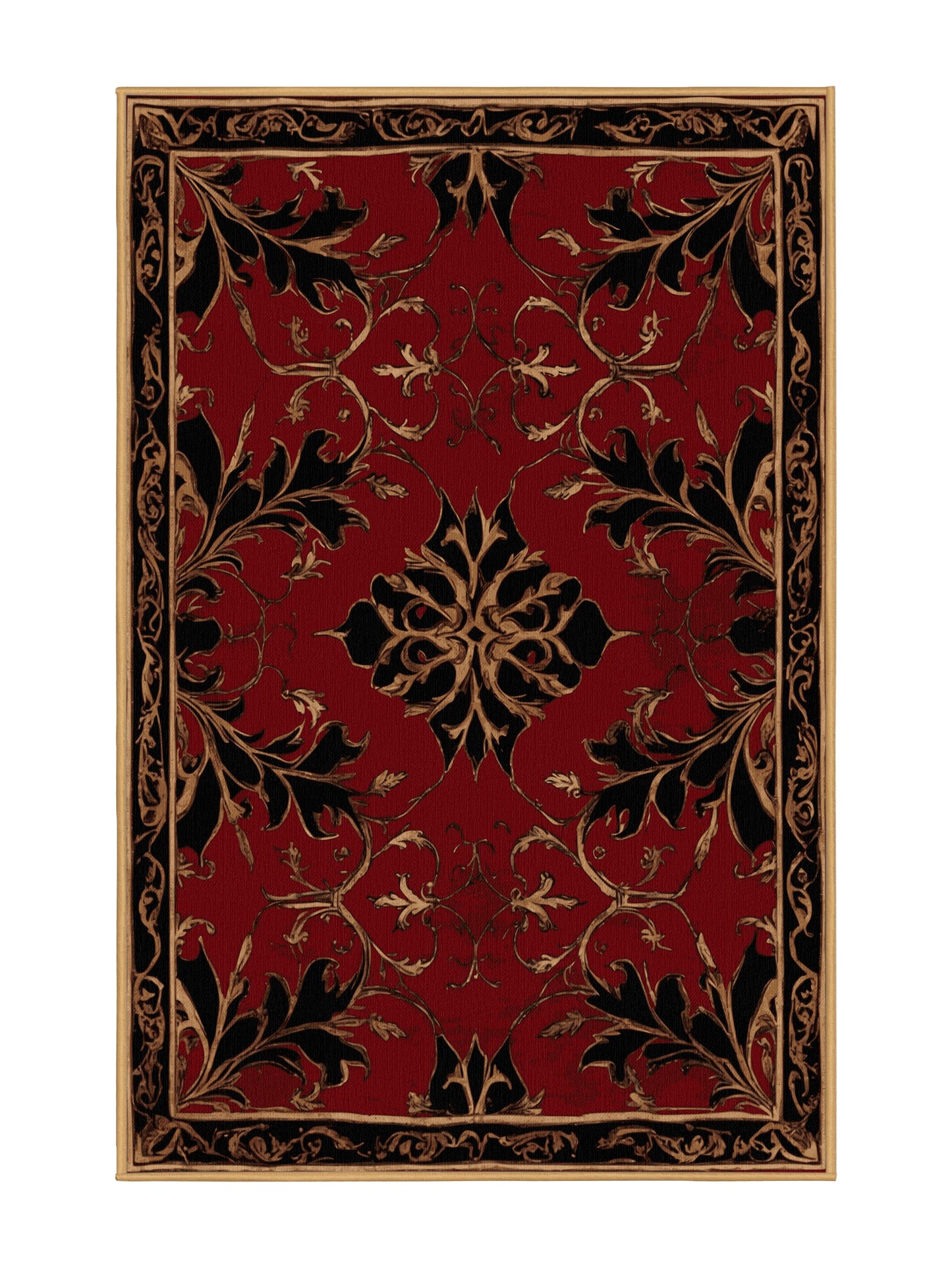 Glided Mythos Sunlit Filigree - Premium Blood Red Modern Area Rug | Plush & Washable Options | Rugolution Home Decor