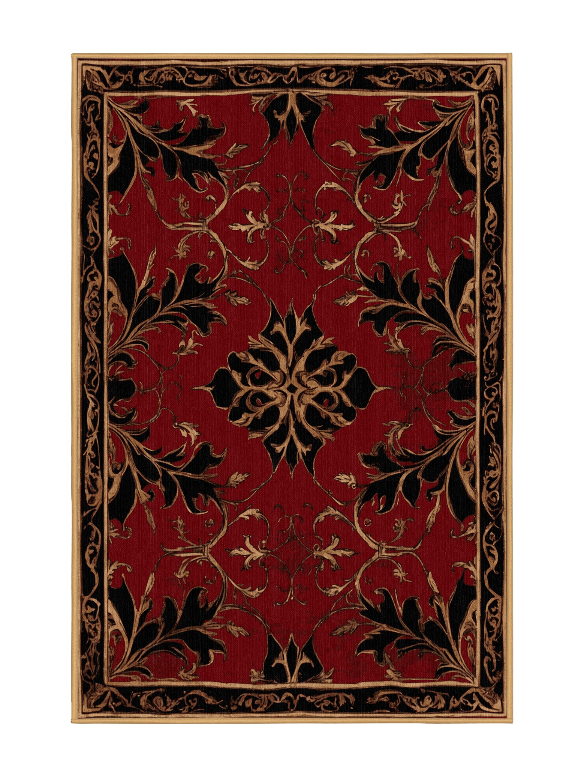 Glided Mythos Sunlit Filigree - Premium Blood Red Modern Area Rug | Plush & Washable Options | Rugolution Home Decor