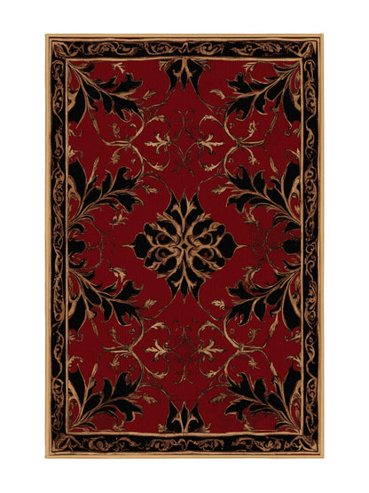 Glided Mythos Sunlit Filigree - Premium Blood Red Modern Area Rug | Plush & Washable Options | Rugolution Home Decor