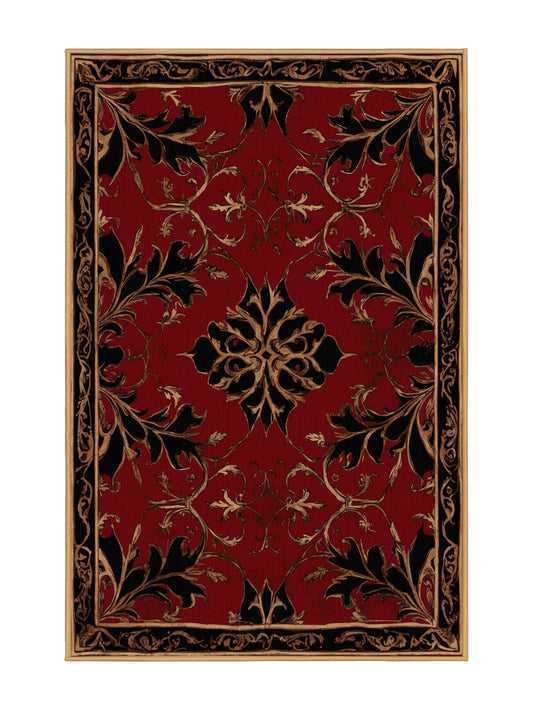 Glided Mythos Sunlit Filigree - Premium Blood Red Modern Area Rug | Plush & Washable Options | Rugolution Home Decor