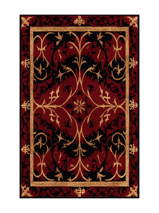 Glided Mythos Crest of Splendor - Premium Vermilion Modern Area Rug | Plush & Washable Options | Rugolution Home Decor