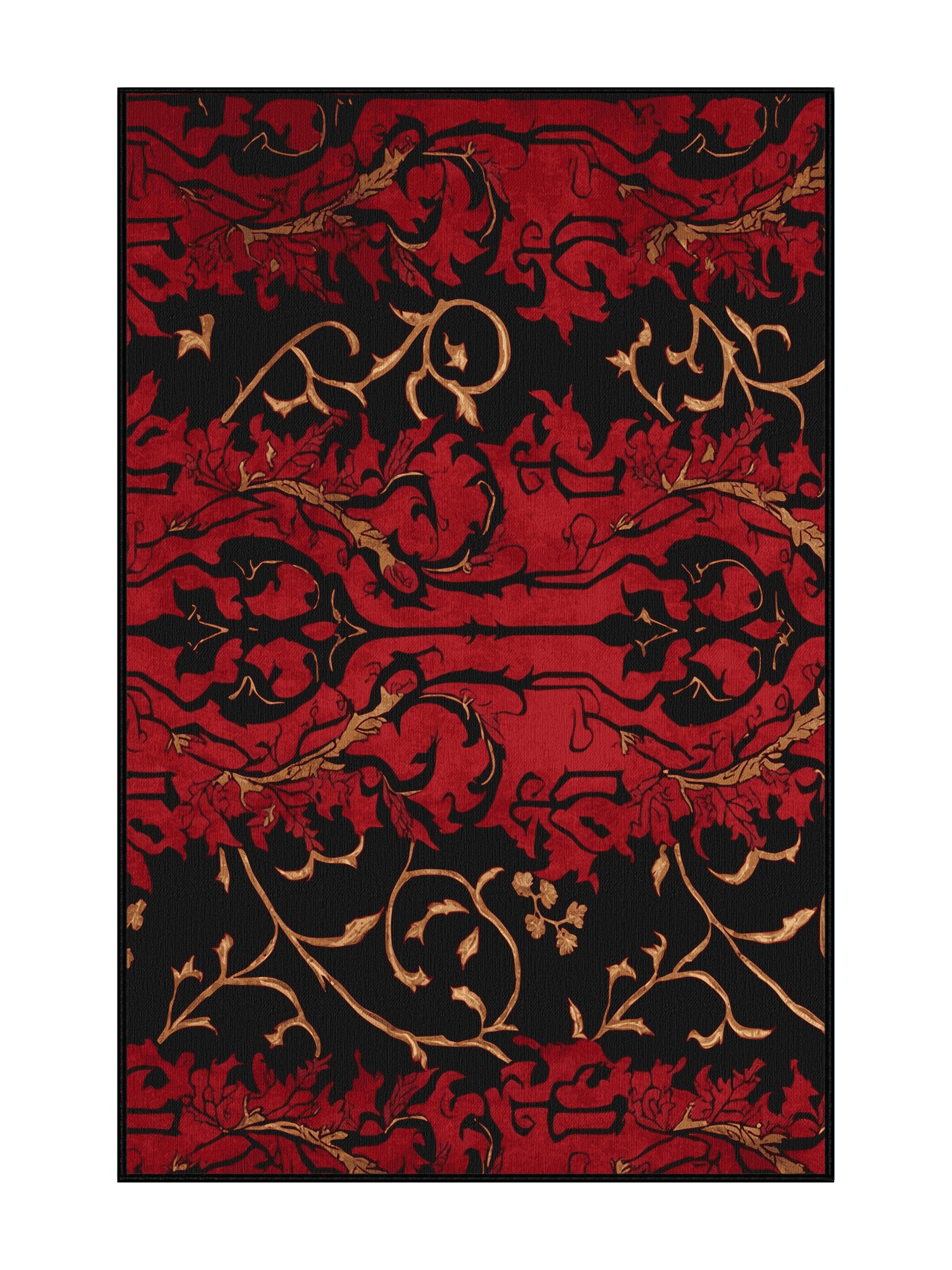 Glided Mythos Golden Diadem - Premium Old Burgundy Modern Area Rug | Plush & Washable Options | Rugolution Home Decor