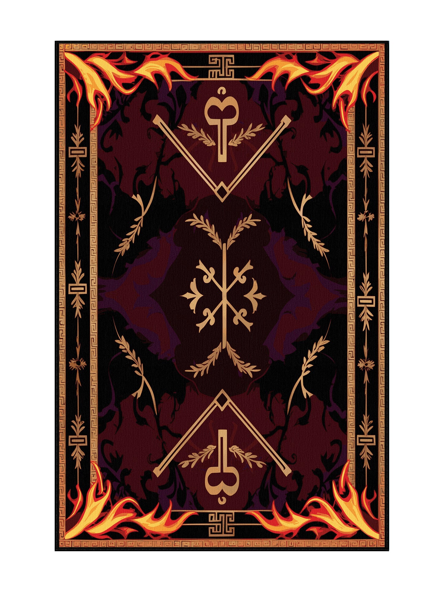 Glided Mythos Flourished Legacy - Premium Vermilion Modern Area Rug | Plush & Washable Options | Rugolution Home Decor