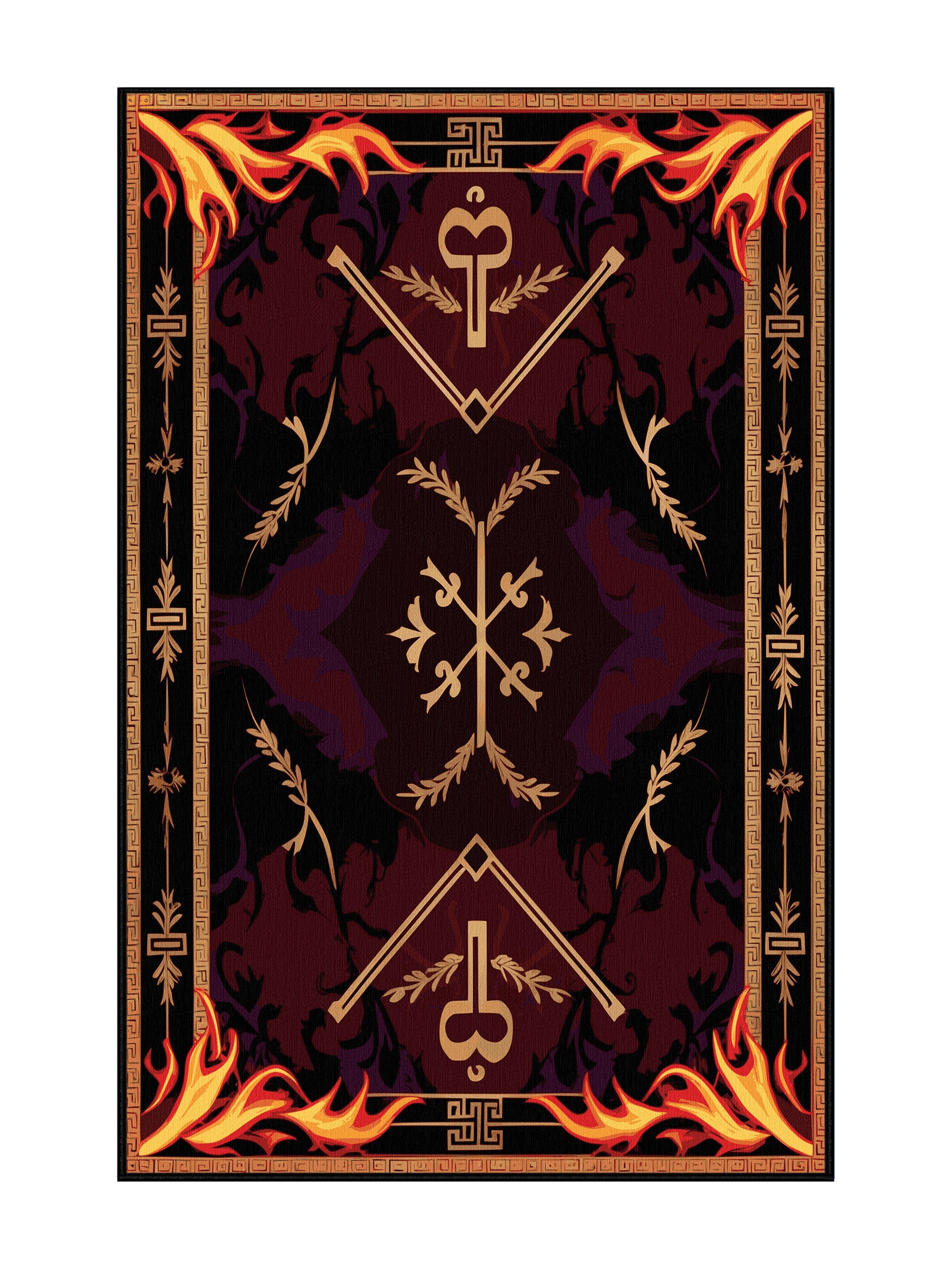 Glided Mythos Flourished Legacy - Premium Vermilion Modern Area Rug | Plush & Washable Options | Rugolution Home Decor