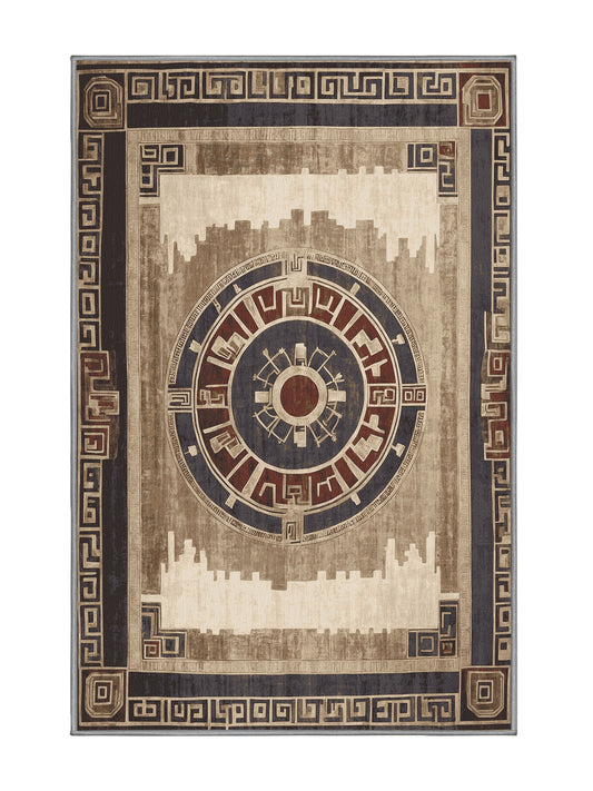 Hellenic Grandeurs Athena's Grace - Premium Western Charcoal Modern Area Rug | Plush & Washable Options | Rugolution Home Decor