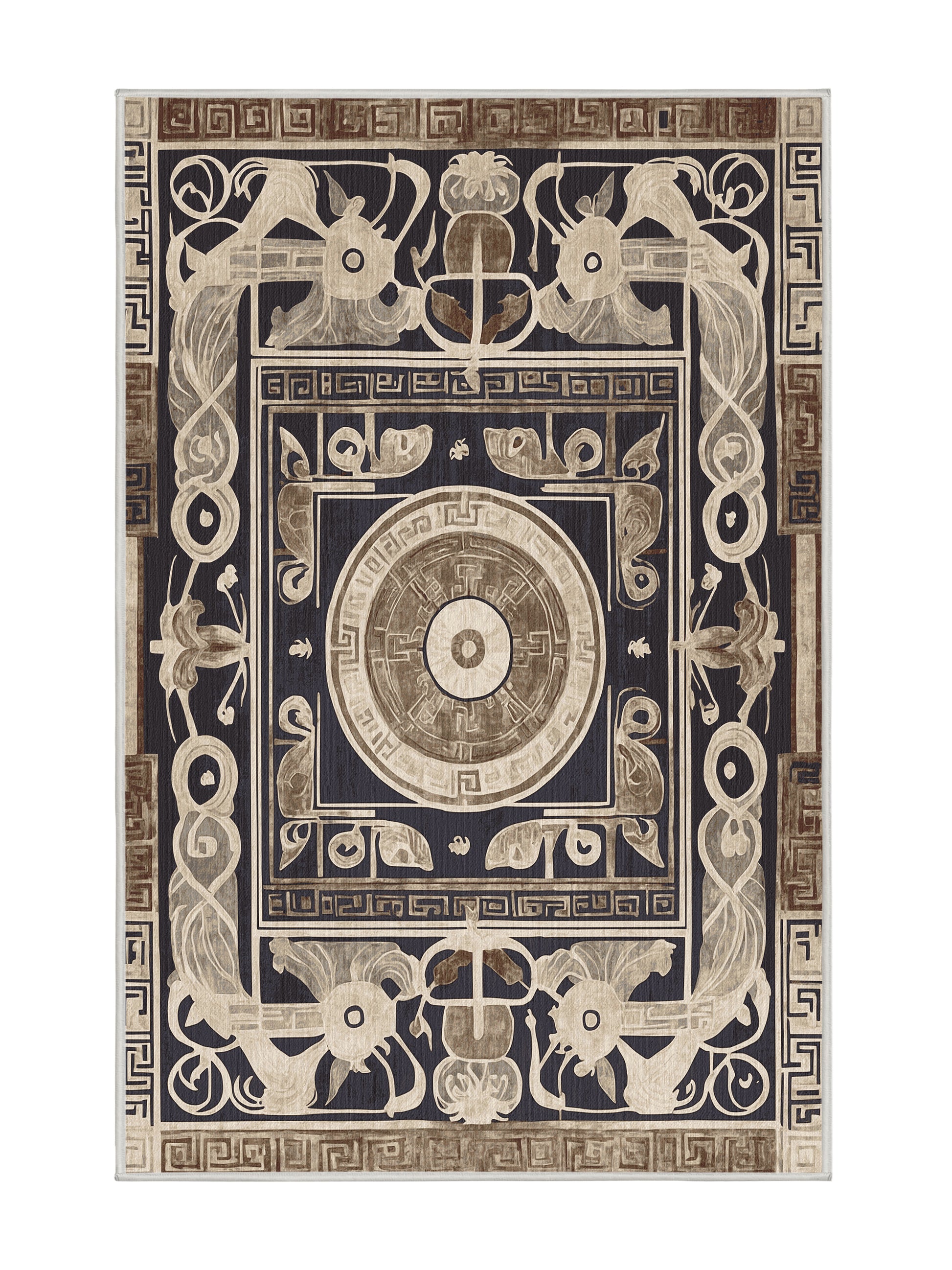 Hellenic Grandeurs Olympus Reverie - Premium Champagne Modern Area Rug | Plush & Washable Options | Rugolution Home Decor