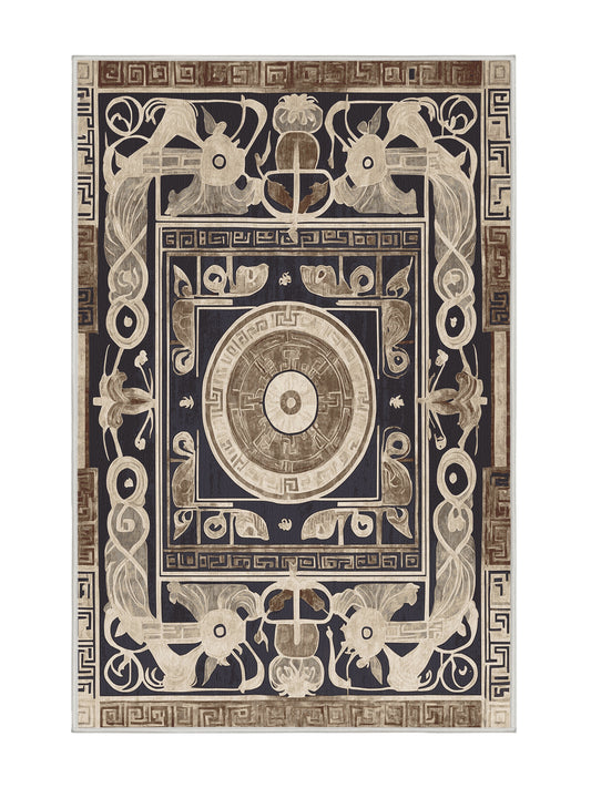 Hellenic Grandeurs Olympus Reverie - Premium Champagne Modern Area Rug | Plush & Washable Options | Rugolution Home Decor