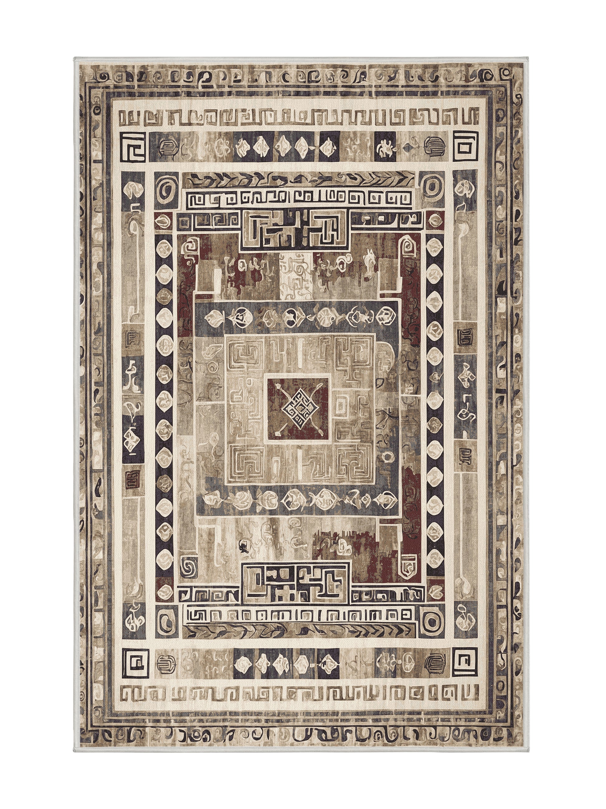 Hellenic Grandeurs Spartan Valor - Premium White Chocolate Modern Area Rug | Plush & Washable Options | Rugolution Home Decor