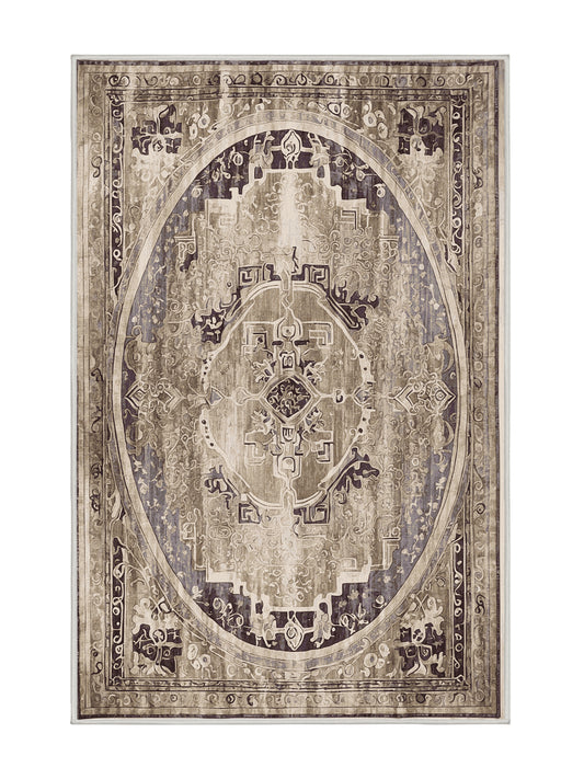 Hellenic Grandeurs Mycenaean Elegance - Premium Champagne Modern Area Rug | Plush & Washable Options | Rugolution Home Decor