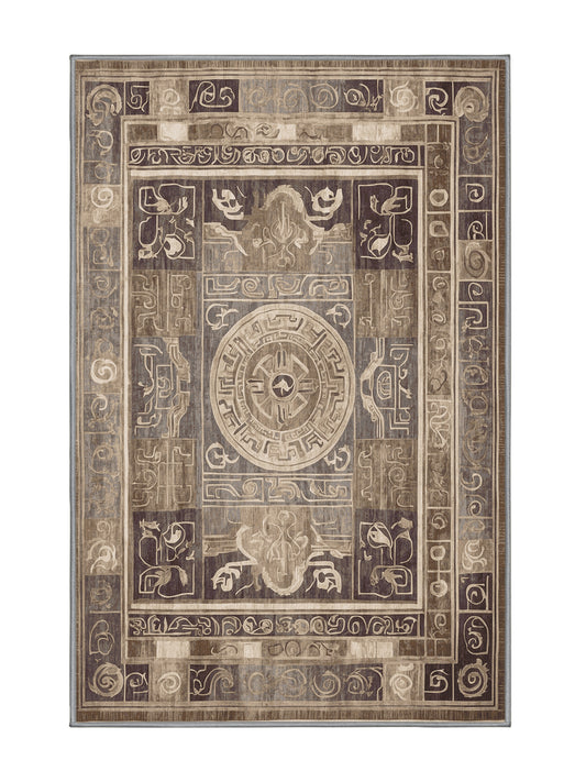 Hellenic Grandeurs Aegean Rhythm - Premium Sandstone Modern Area Rug | Plush & Washable Options | Rugolution Home Decor