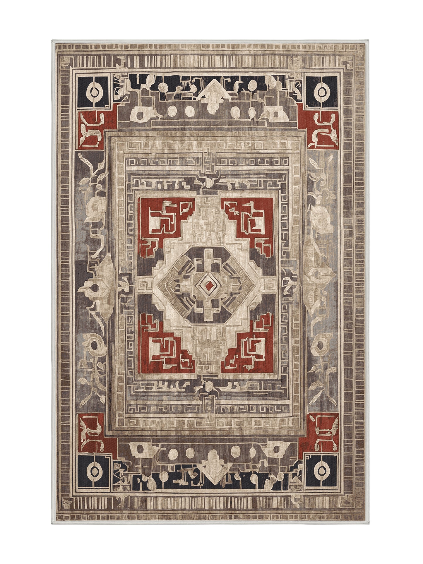 Hellenic Grandeurs Trojan Tribute - Premium Champagne Modern Area Rug | Plush & Washable Options | Rugolution Home Decor