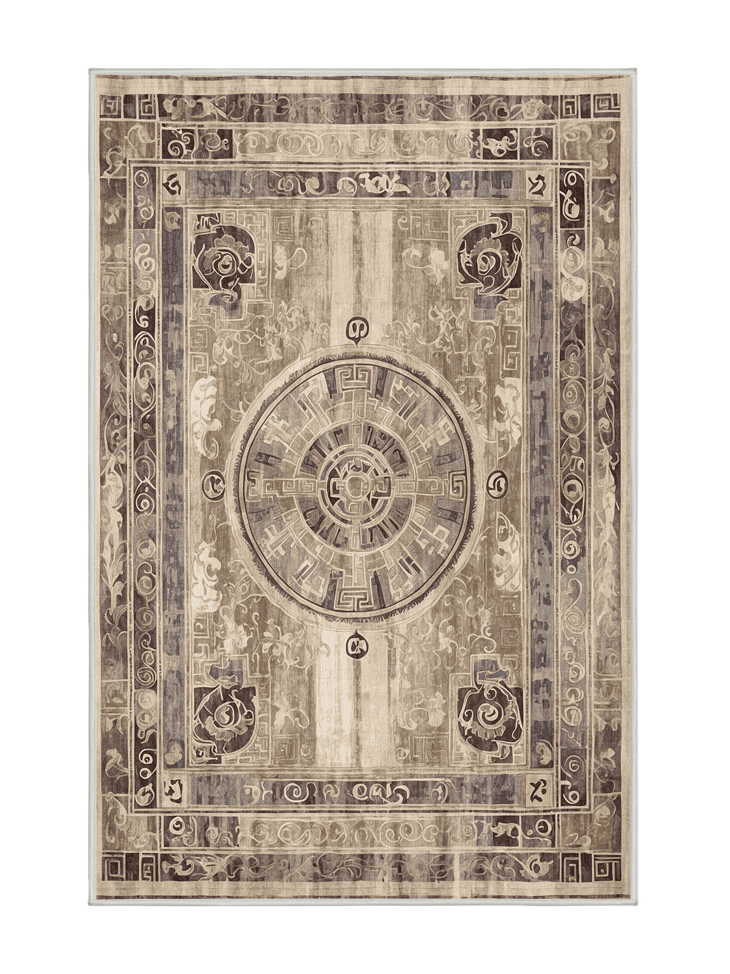 Hellenic Grandeurs Cretan Harmony - Premium Golden Silk Modern Area Rug | Plush & Washable Options | Rugolution Home Decor