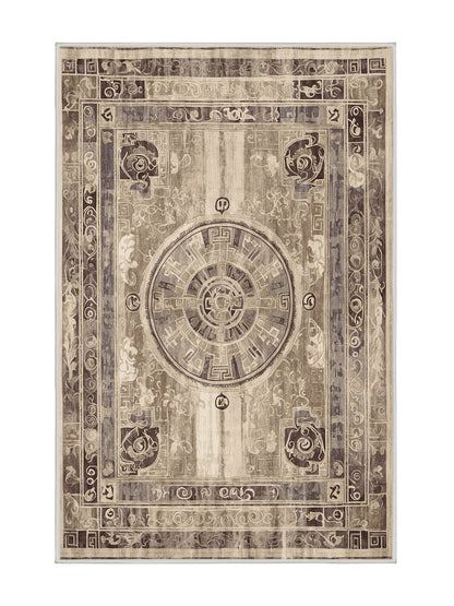 Hellenic Grandeurs Cretan Harmony - Premium Golden Silk Modern Area Rug | Plush & Washable Options | Rugolution Home Decor