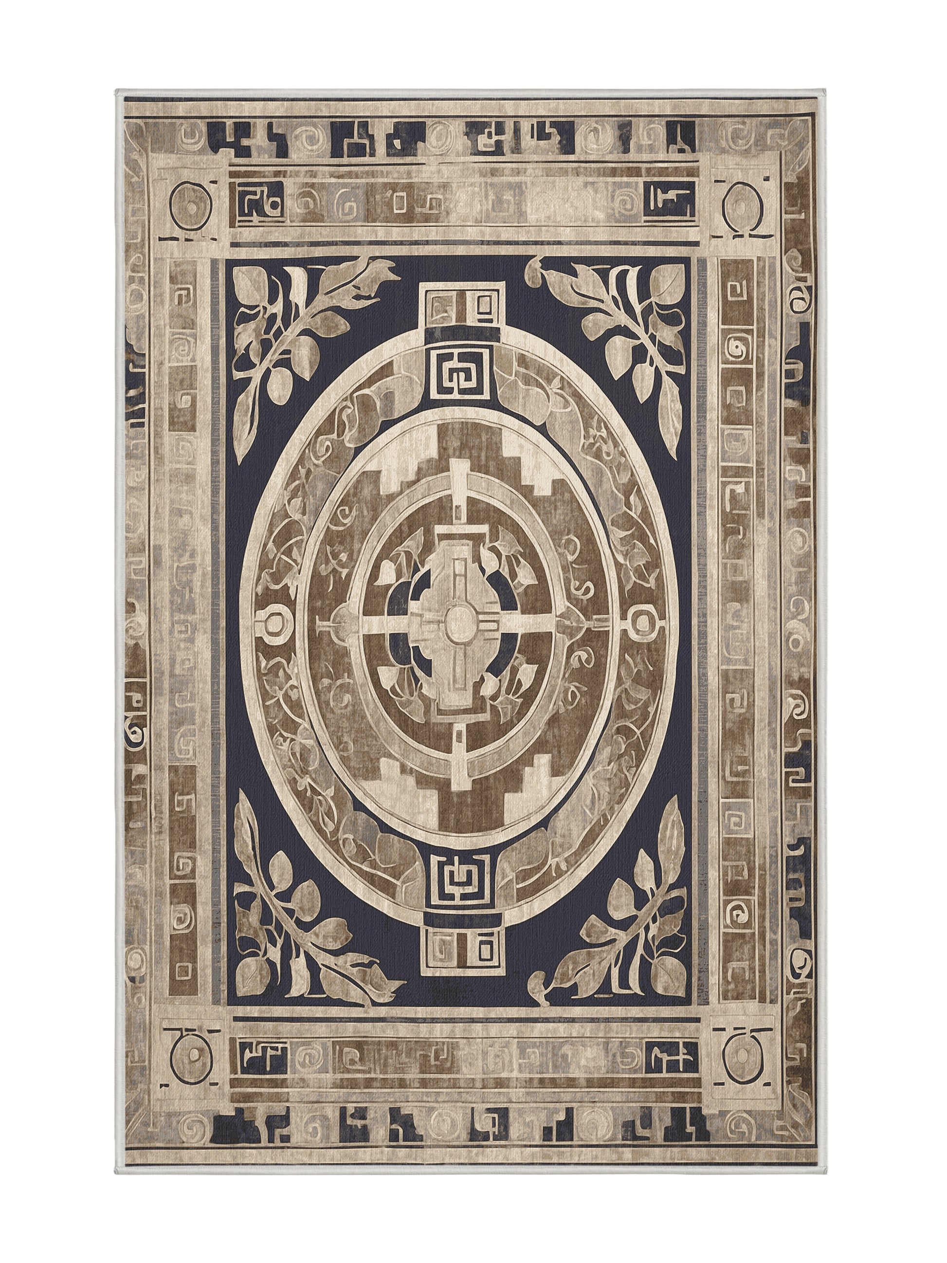 Hellenic Grandeurs Thespian Elegance - Premium Golden Silk Modern Area Rug | Plush & Washable Options | Rugolution Home Decor