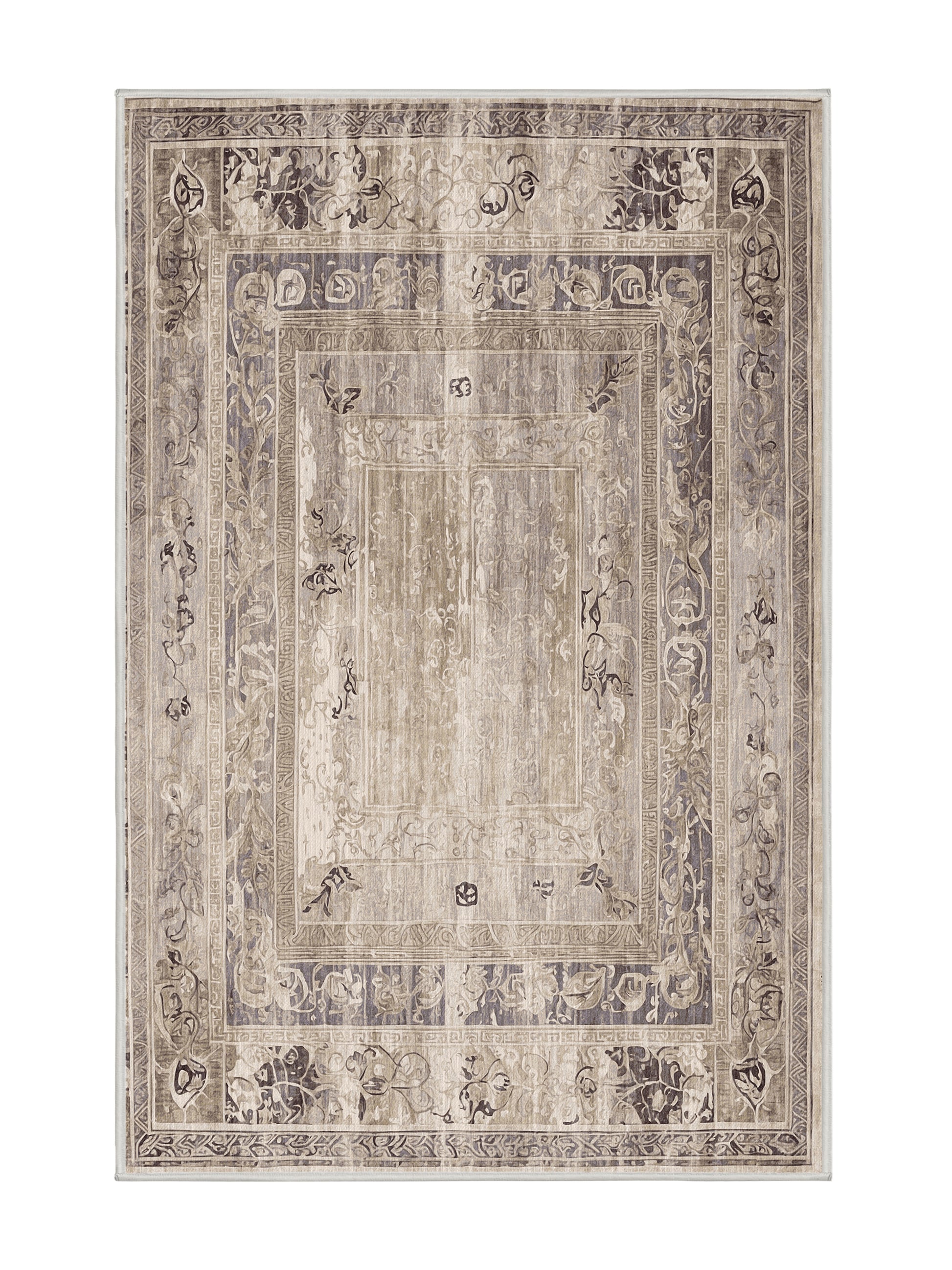 Hellenic Grandeurs Knossos Legacy - Premium Dark White Modern Area Rug | Plush & Washable Options | Rugolution Home Decor