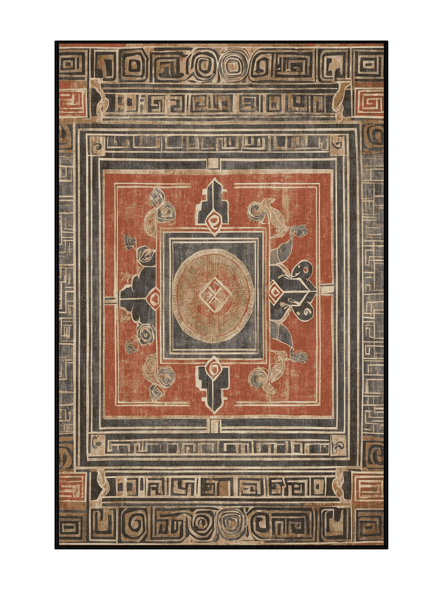 Hellenic Grandeurs Amphitrite’s Flow - Premium Coffee Modern Area Rug | Plush & Washable Options | Rugolution Home Decor