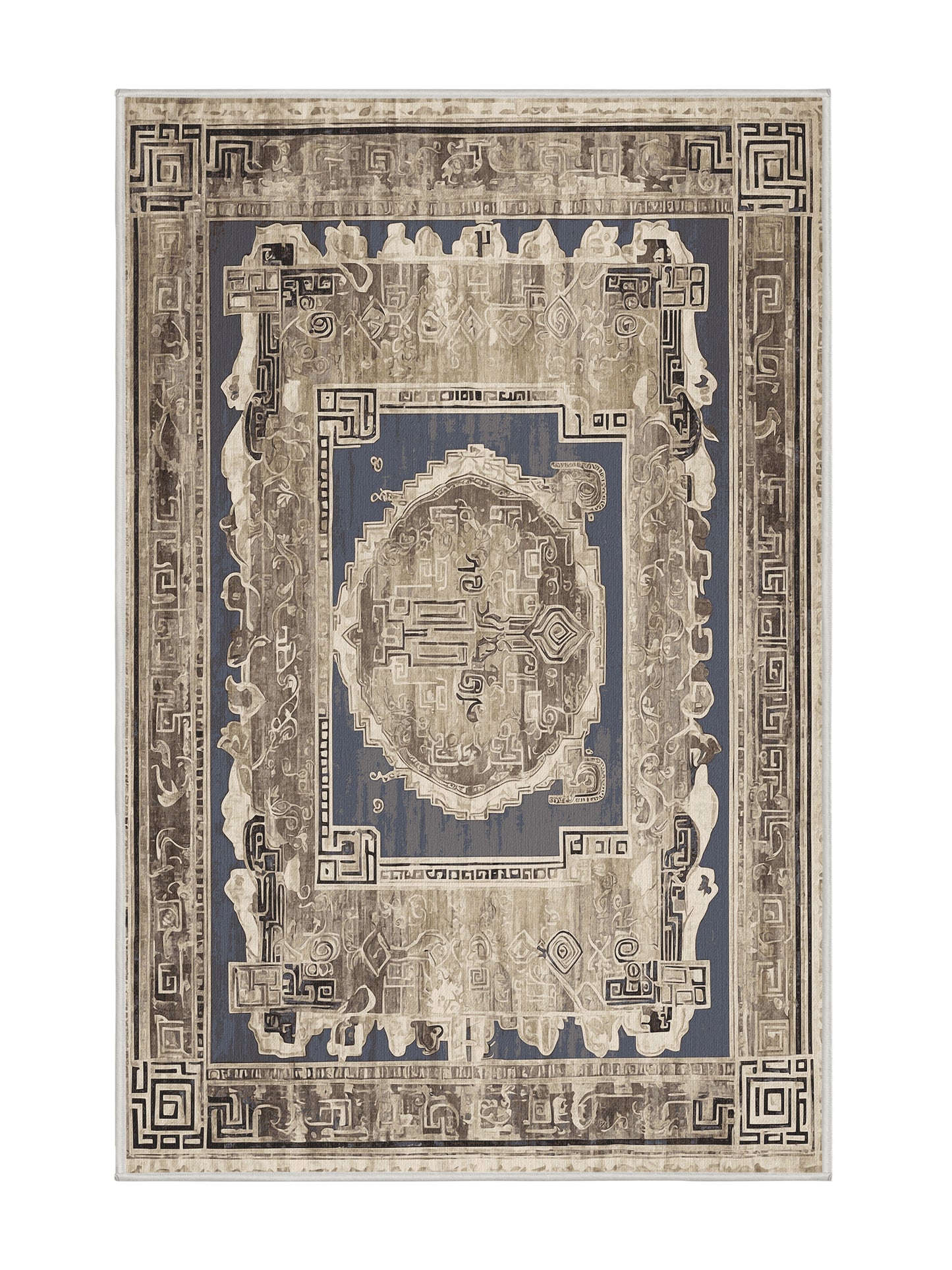 Hellenic Grandeurs Hephaestus Craft - Premium Champagne Modern Area Rug | Plush & Washable Options | Rugolution Home Decor