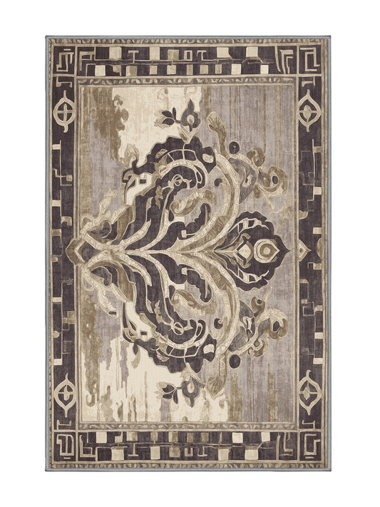 Hellenic Grandeurs Panathenaic Path - Premium Sandstone Modern Area Rug | Plush & Washable Options | Rugolution Home Decor