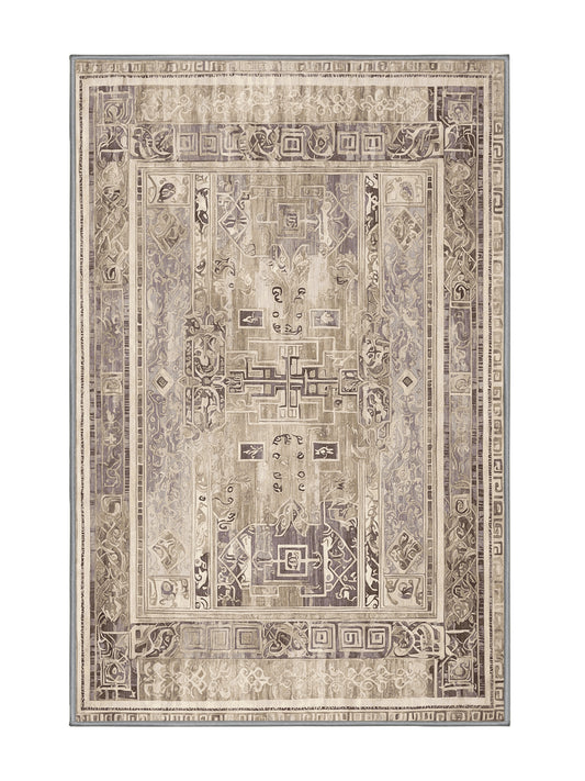 Hellenic Grandeurs Odyssey Journey - Premium Sandstone Modern Area Rug | Plush & Washable Options | Rugolution Home Decor