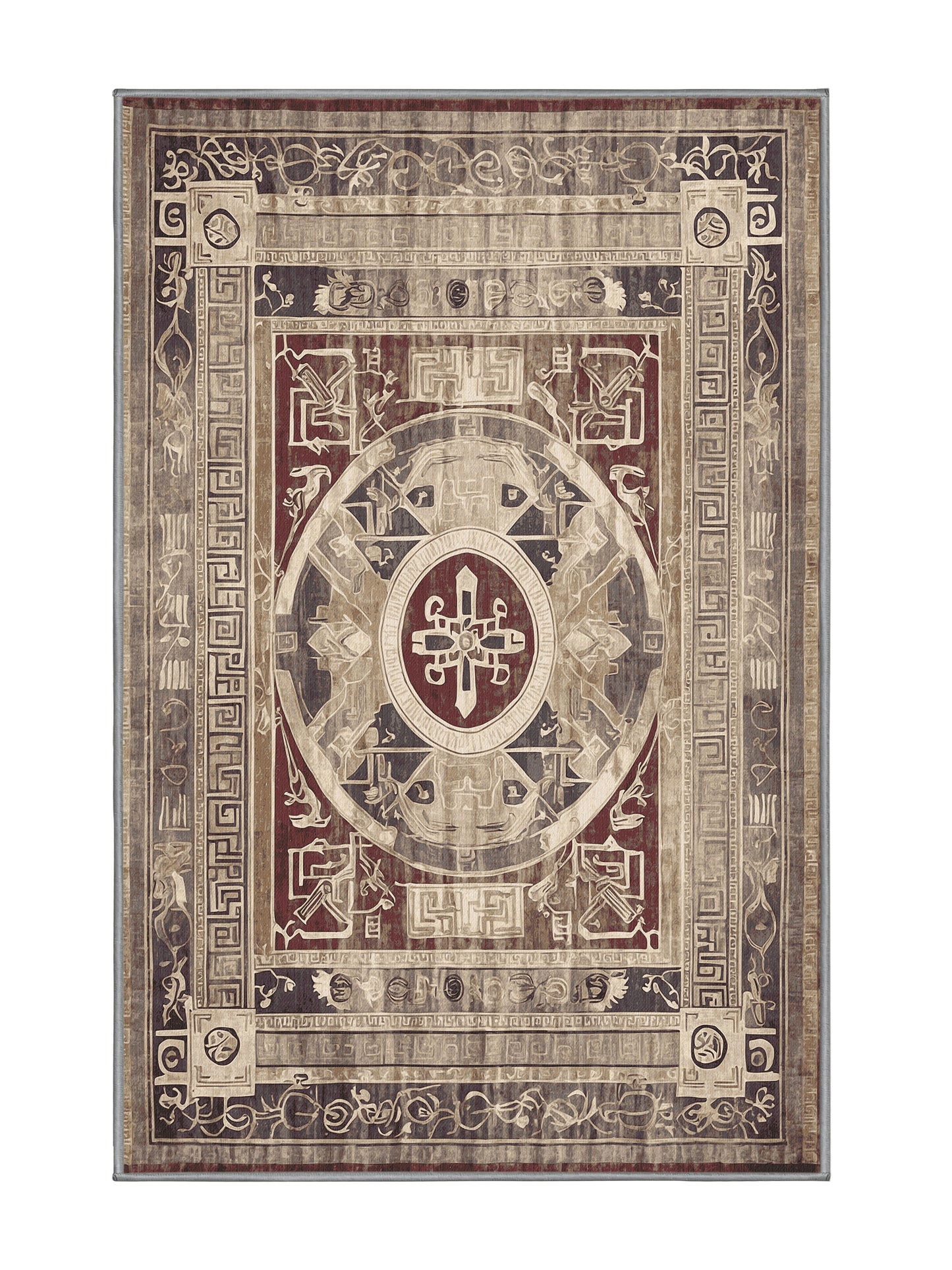 Hellenic Grandeurs Hermes’ Trail - Premium Sandstone Modern Area Rug | Plush & Washable Options | Rugolution Home Decor