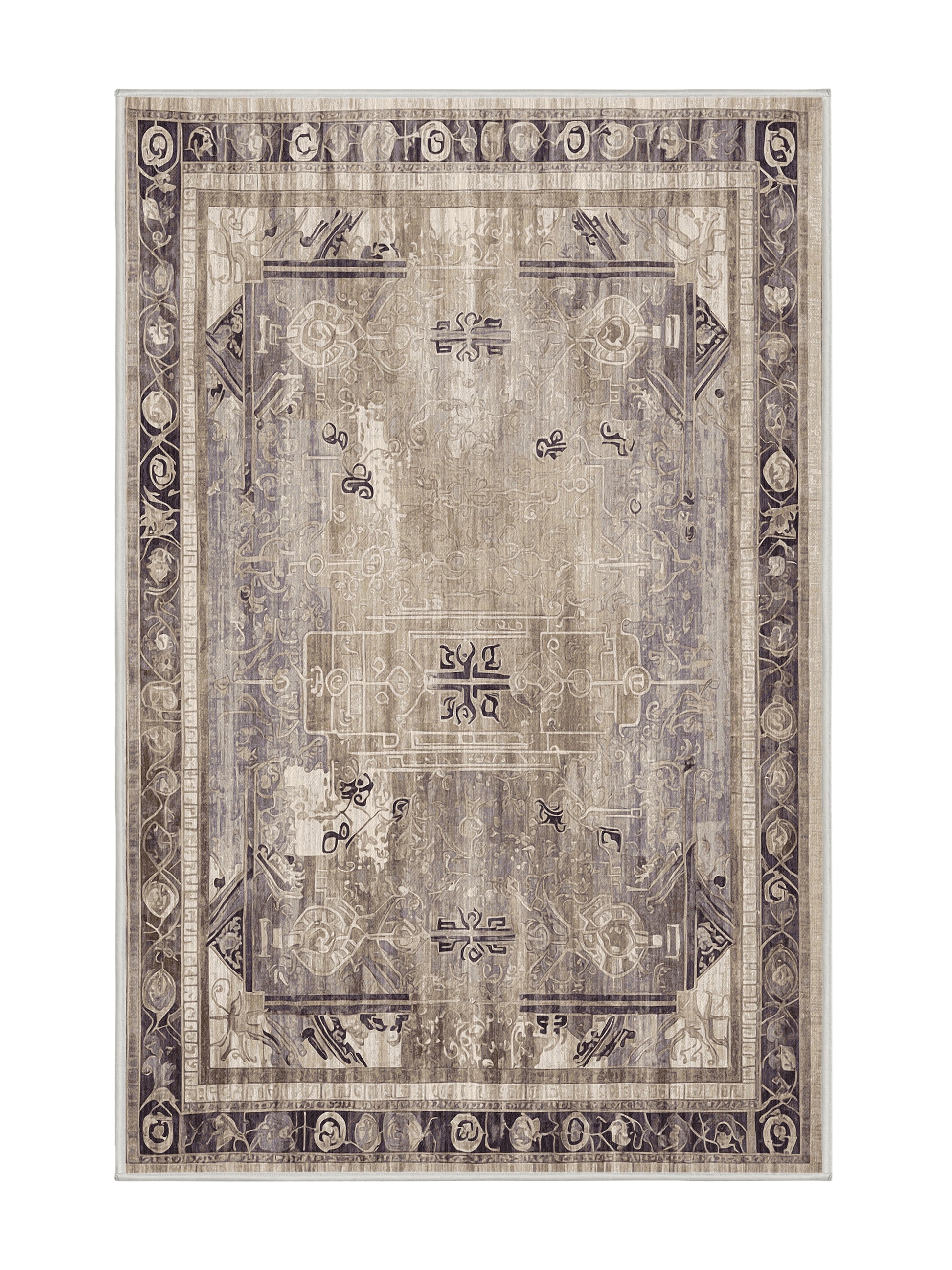 Hellenic Grandeurs Elysian Charm - Premium Dark White Modern Area Rug | Plush & Washable Options | Rugolution Home Decor